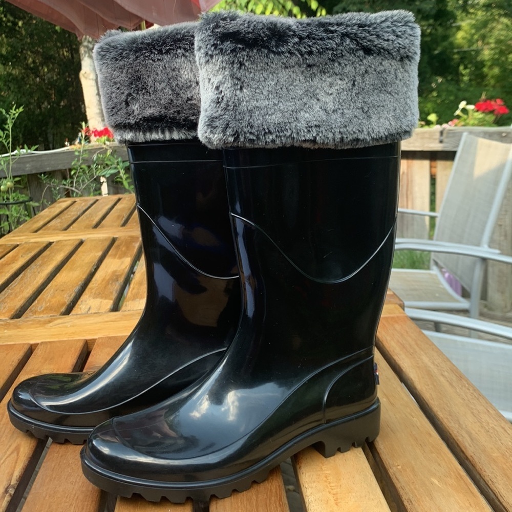 NWT Tommy Hilfiger Tall Rubber Boots W/Faux Fur5 in Collar 8